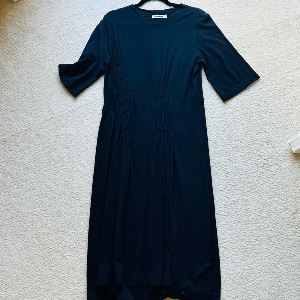 Vintage Jil Sander Midnight Cotton Dress – Iconic 90s, Size 44